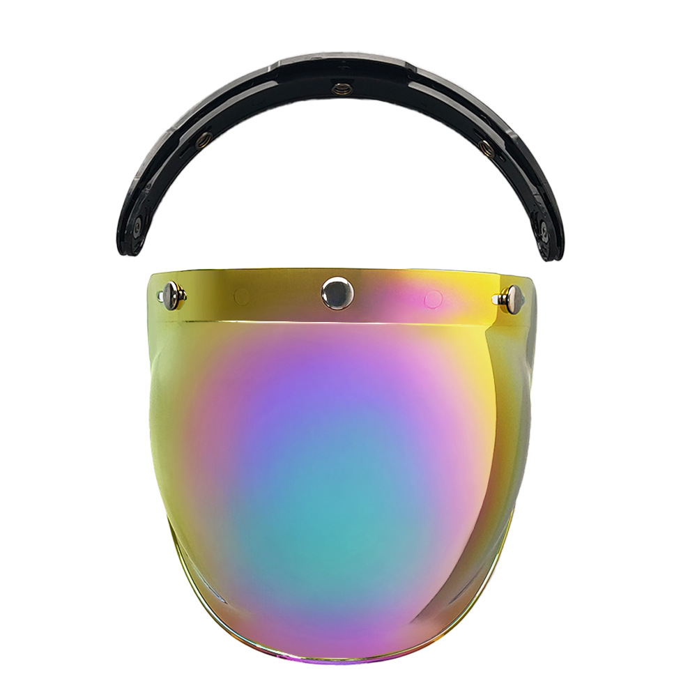 Helmet Bubble Lens Curved Three-Button Electroplating Motorcycle Retro Helmet Mirror Guard Uv Protection Sun Protection