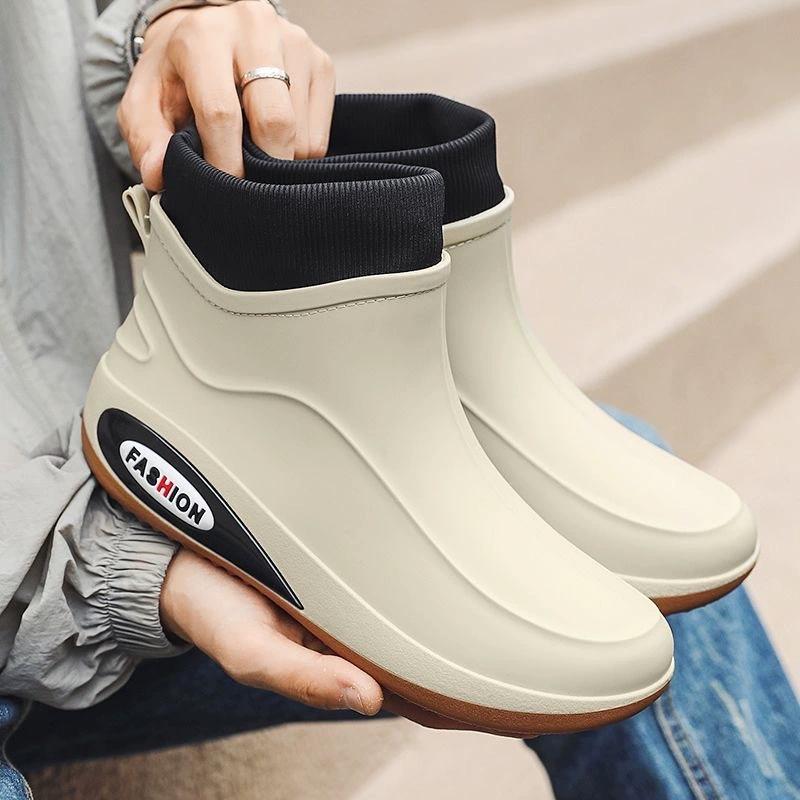 Немецкая нескользящая дождевая обувь мужская короткая водонепроницаемая обувь мужская нижние дождевые сапоги кухонная резиновая обувь для мойки автомобилей