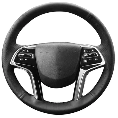 Steering wheel cover, Cover Bc-011 - cross-border-e-commerce-microfiber-leather-hand-stitched-steering-wheel-cover-black-hole-on-both-sides-black-line