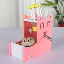 仓鼠食盆水樽喂食器饮水器套装金丝熊吃饭碗花枝鼠荷兰猪水壶支架