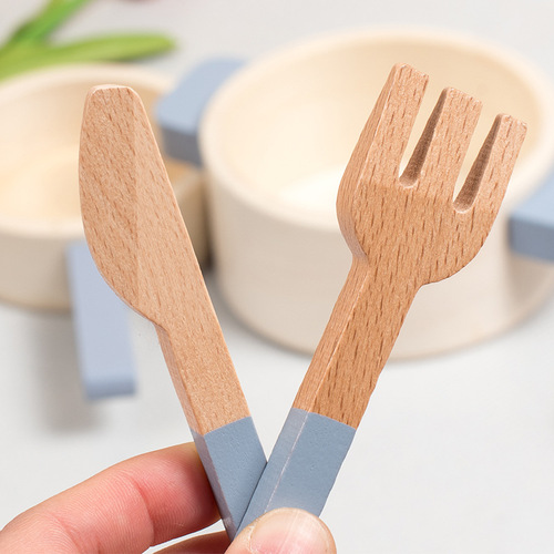 Children's Simulation Kitchen Toys Wholesale Wooden Table Kitchenware Pots Girls Play House Toddler Baby Cooking Toys