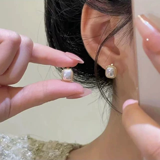 方糖珍珠爆款耳扣耳钉法式高级感珠珠耳饰法式时尚百搭气质耳环女