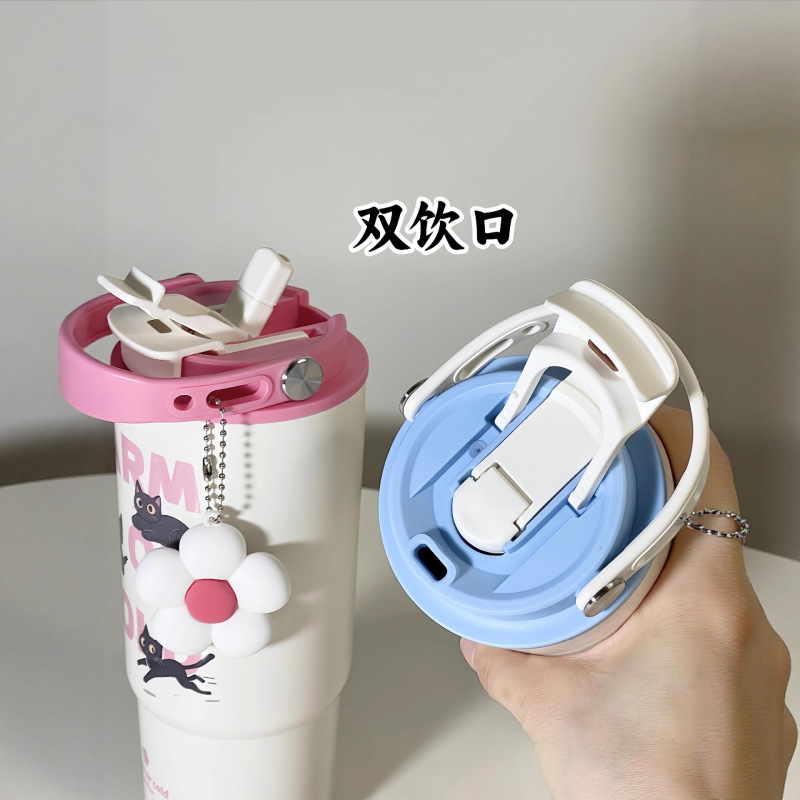高颜值保温杯316不锈钢内覆陶瓷杯子大容量冰霸杯吸管杯简约家用|undefined