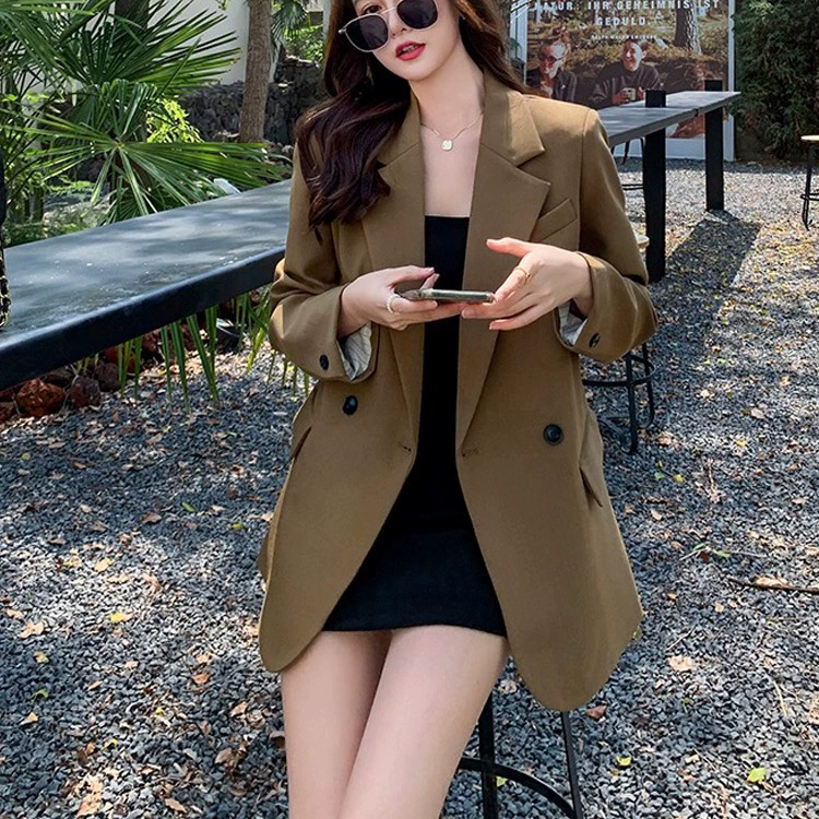 Весна 2024 Новый плюс размер женский полноценный костюм пиджак пухлые девушки Свободный Повседневный костюм [6621 в наличии]