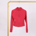 Chinese red gold zipper short jacket