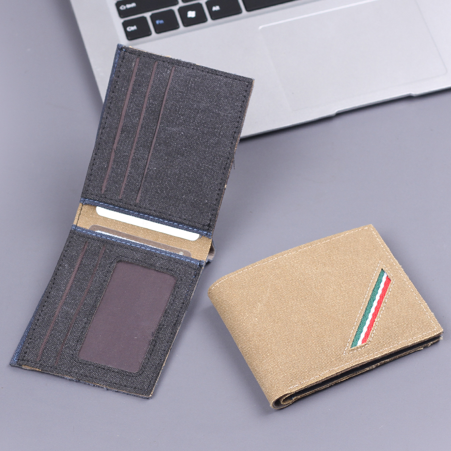 Cartera de lona corta, bolsa de tarjetas para hombres, cartera de hombres, cartera de jeans para hombres, bolsas de dólares al por mayor.