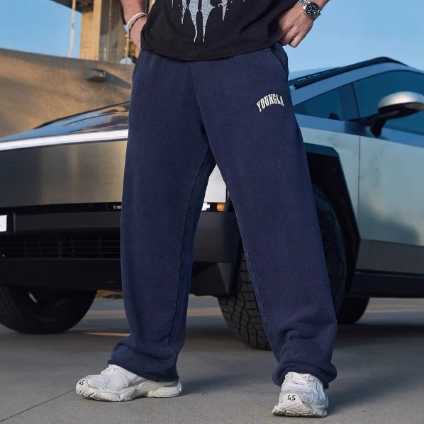 Youngla New Men's Sports Pants Loose Straight-Leg Trousers Jogger Gym Exercise Fitness Casual Pants