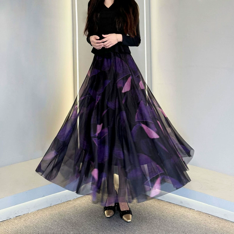 20 штук весенне-летней большой юбки на 720 градусов, новый стиль, 5 юбок с принтом, высококачественная сетчатая танцевальная юбка, утягивающая фигуру и закрывающая тело