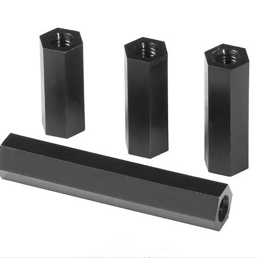 批发M3X40 HTP-340双通内螺纹隔离柱 尼龙六角内螺纹间隔柱螺柱黑