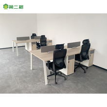 99新二手职员桌电脑桌办公桌面对面工位2/4/6/8人位桌子带固定柜