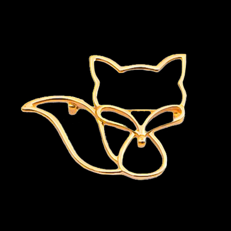 Gold Hollow Little Fox Brooch High-End Women's Suit Pin Accessory Korean Internet Celebrity Fashion Waist Slimming Magic Jewelry