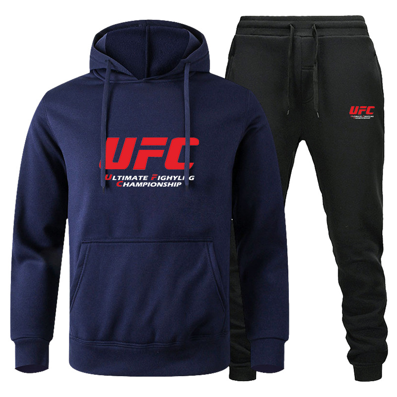 Traje de suéter de hombre transfronterizo de amazon otoño e invierno sudadera con capucha de lana roja UFC comercio exterior ocio traje deportivo