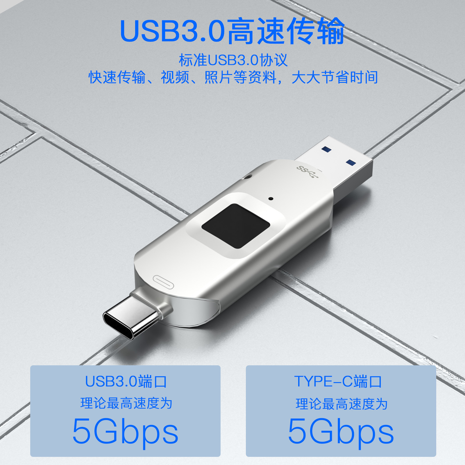 Aplicación transfronteriza Apple huella digital unidad flash USB cifrada Lightning unidad flash USB 128G huella digital desbloqueada teléfono móvil unidad flash USB