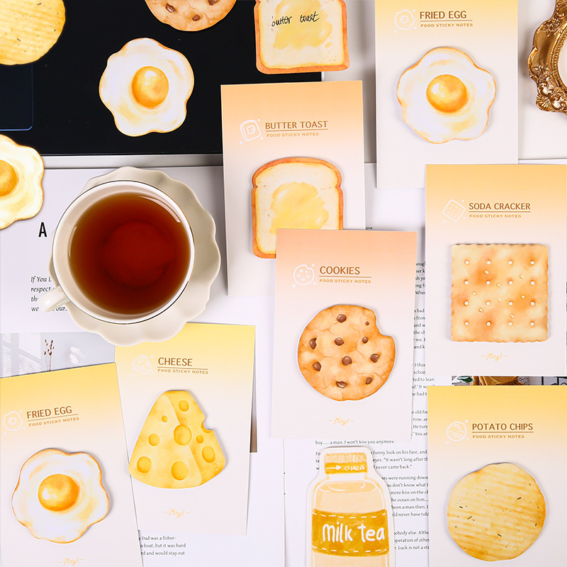 Tostadas de dibujos animados lindos, notas adhesivas de forma especial, estudiantes de alto valor, pegatinas adhesivas de bricolaje creativas pegajosas, pegatinas N