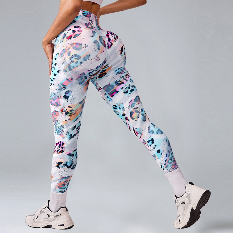 Pantalones de yoga con estampado digital para mujer, sin costuras para correr, leggings ajustados a la cadera, pantalones deportivos de cintura alta al aire libre