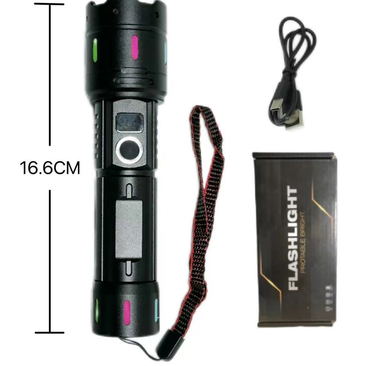 Antorcha láser blanca telescópica zoom con lámpara lateral de aleación de aluminio iluminación de luz intensa antorcha portátil multifuncional