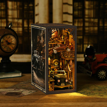 汽车玩家复古书立木质积木拼图小夜灯diy手工拼装模型玩具礼物