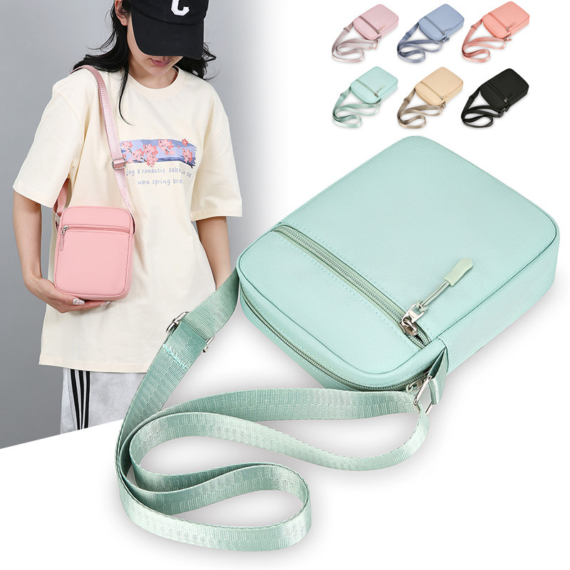 New Crossbody Bag Women's Mini Small Bag Mobile Phone Bag Oxford Cloth Shoulder Bag Multi-Layer Simple Small Bag Fashionable Women's Bag