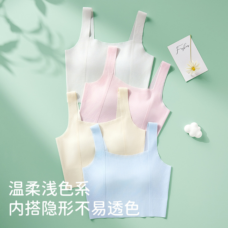 Ropa interior de verano de nuevo estilo para niñas, para estudiantes, niñas de secundaria, chalecos para niñas en período de desarrollo, transpirables, cómodos, sin costuras, sujetadores con espalda bonita