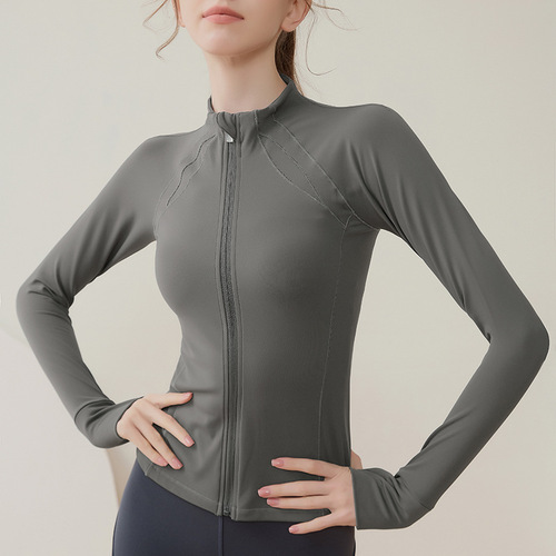 Cross-border fitness internet celebrity slim zipper sports jacket long-sleeved quick-drying tight-fitting running yoga wear autumn and winter top