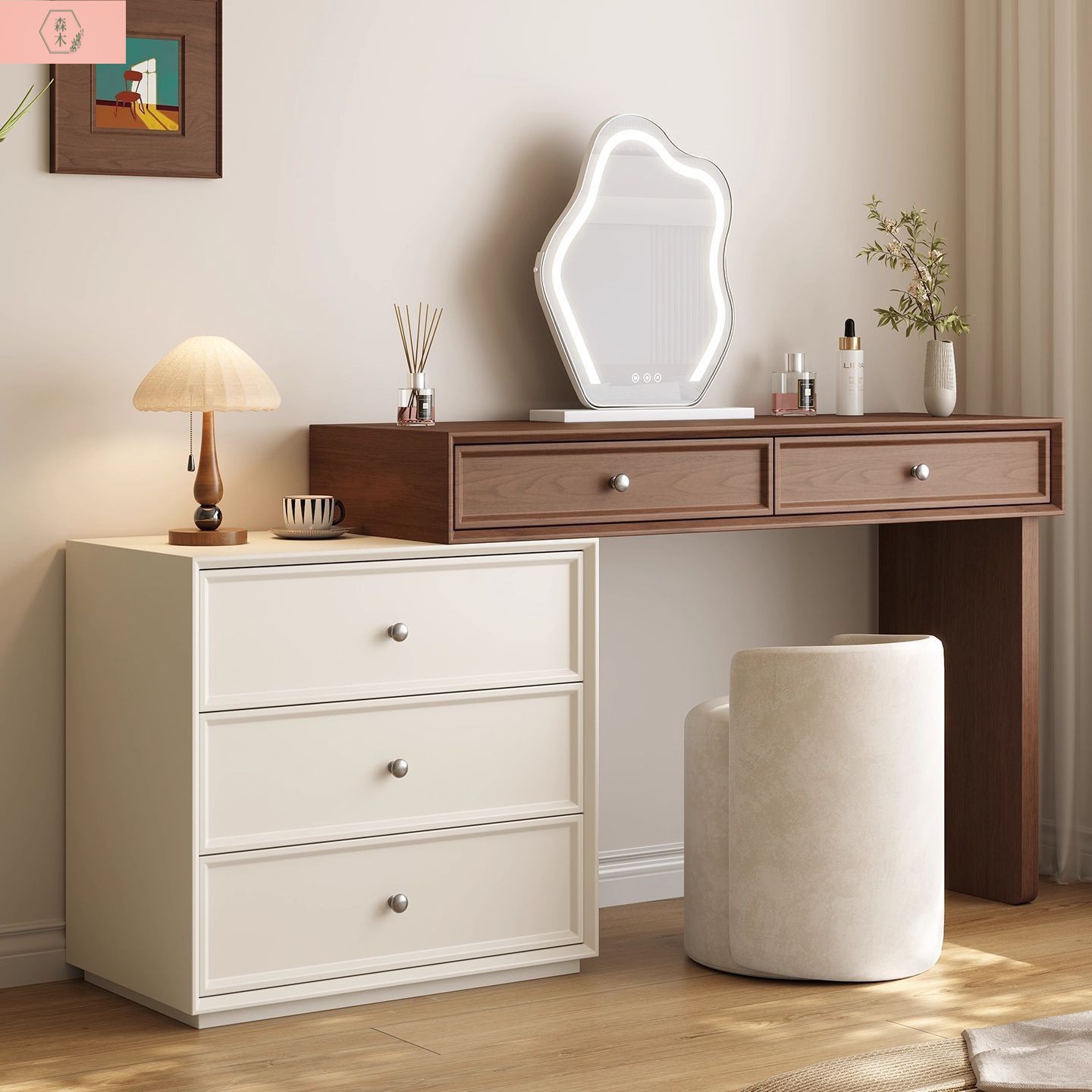 Light Luxury Second-Hand Dressing Table Small Apartment Cream Style Simple Bedroom Cupboard Telescopic Rotating Dressing Table Dressing Table