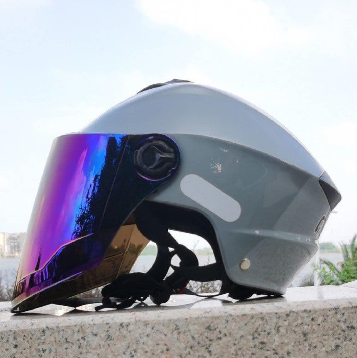 Summer electric vehicle dual-mirror sun protection safety helmet for men and women, 3C anti-UV half helmet, breathable motorcycle riding safety helmet