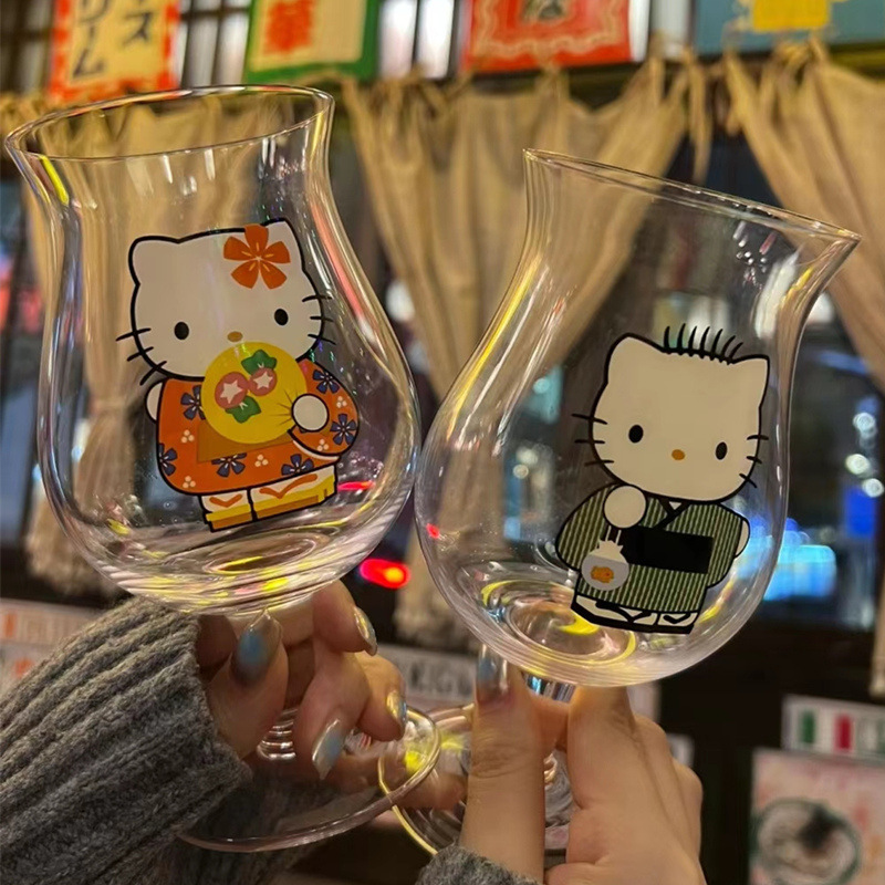 可爱的hellokitty高脚杯高颜值红酒杯香槟杯果汁杯日式