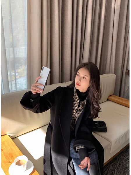 Double-sided cashmere long woolen winter woolen coat