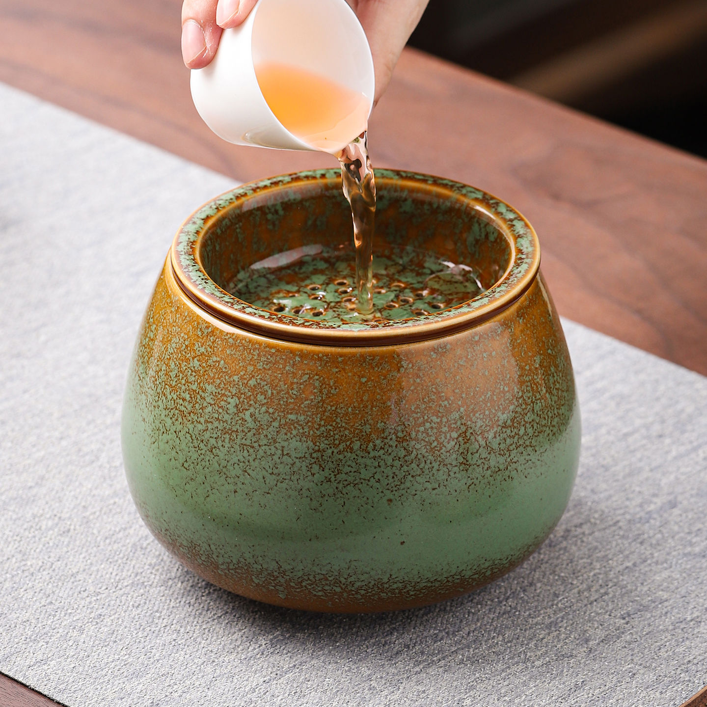 窑变复古陶瓷茶渣缸大小号水盂建水废水桶功夫茶道配件茶水缸杯洗