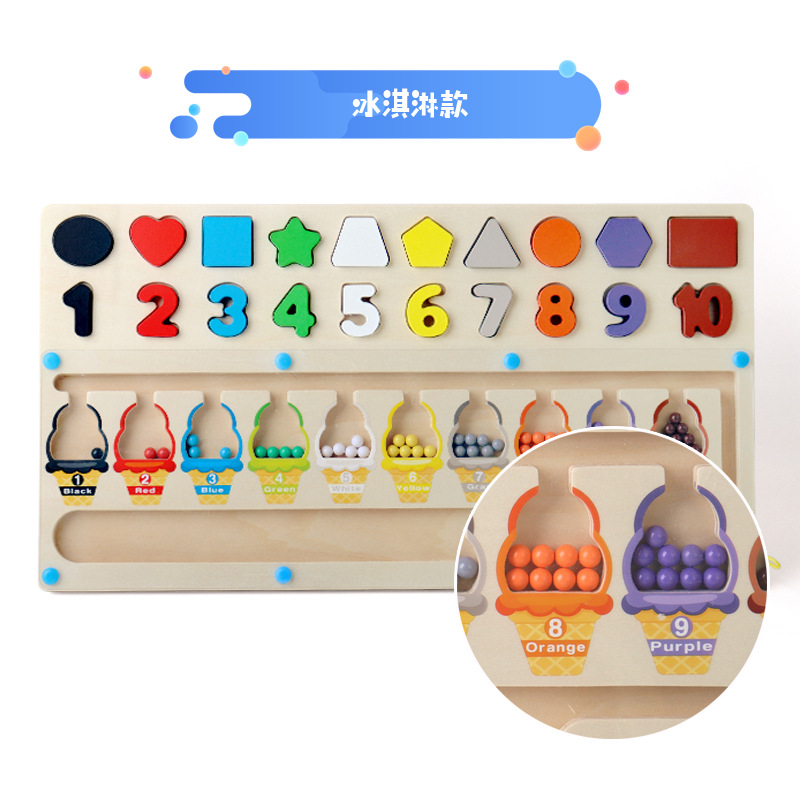 Forma de madera juego digital laberinto magnético caminar logarítmico tablero rompecabezas educación temprana Digital Color iluminación juguete