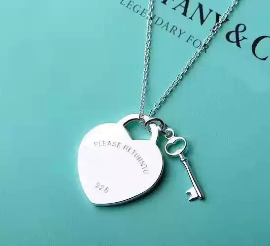 Heart Key Necklace for Women T家的人 Brand Minimalist Heart-Shaped Pendant Choker Chain Cross-Border E-Commerce Source