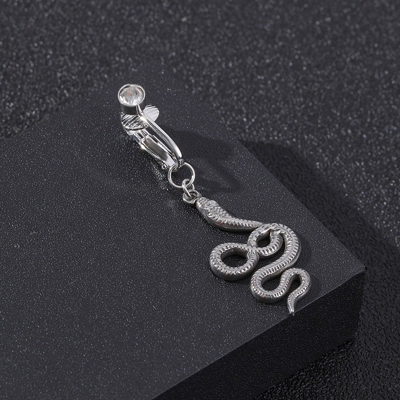 Fashion Snake Stainless Steel Plating Inlay Zircon Belly Ring 1 Piece