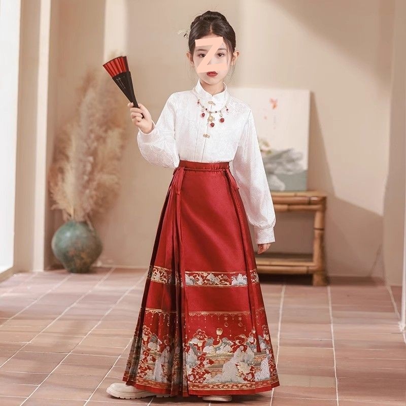 馬面スカート親子着用母娘スーツ 2025 新しいハイエンド漢服女の子国民風子供古代スタイル唐スーツ夏|undefined