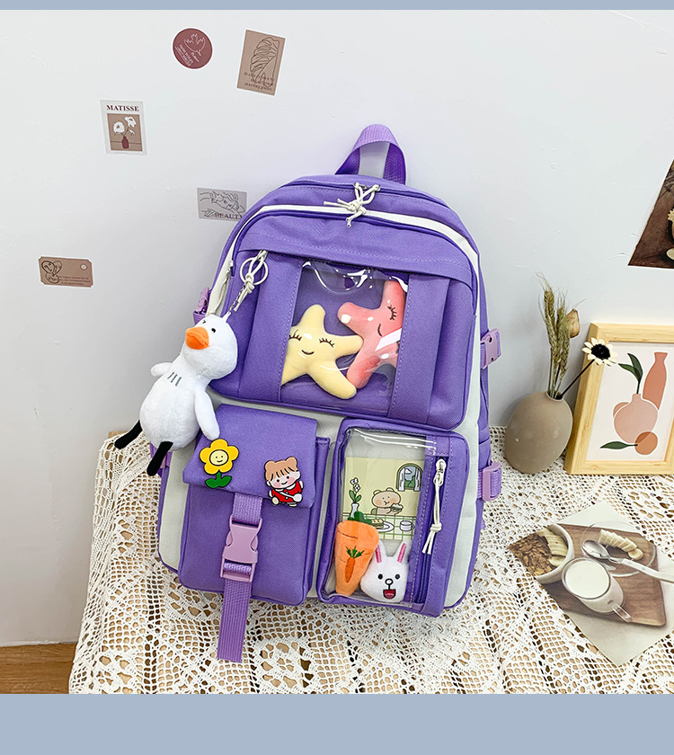 Wholesale Korean Style Large-capacity Doll Pendant Handbag Backpack 4 Piece Set Nihaojewelry display picture 2