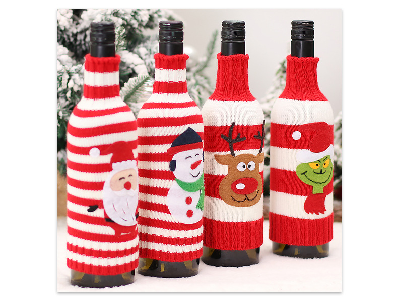 Christmas Cute Santa Claus Snowman Knit Daily Festival Bottle Cover display picture 1