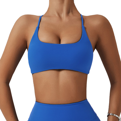 Cross back sports bra brushed nude yoga wear running fitness bra quick-drying yoga vest 8120