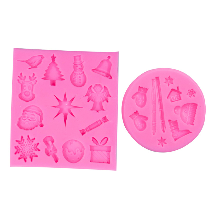 Invierno copo de nieve guantes sombrero silicona molde DIY regalo Navidad muñeco chocolate decoración la torta