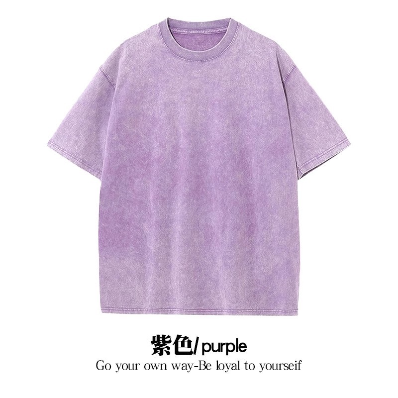 230g lavado retro vieja camiseta venta directa de fábrica código de belleza transfronterizo camiseta de hombro caído de algodón de manga corta