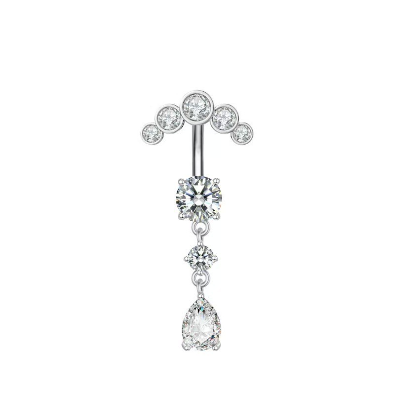 Love Heart White Gold Tone Belly Button Ring Surgical Steel Navel Piercing Jewelry detail image 8