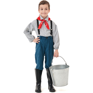 European and American children's colonial farm boy's clothing Amazon new foreign trade source boy's black striped suspenders
