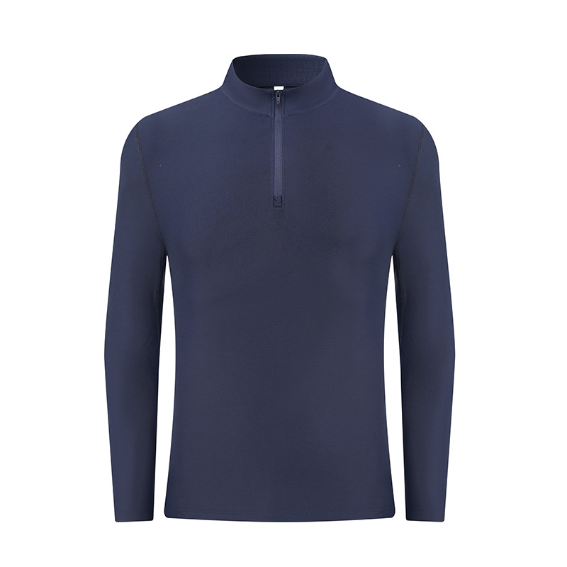Chaqueta de manga larga con media cremallera deportiva de ocio al aire libre de otoño e invierno personalizada para hombres, cuello alto, ropa de secado rápido, ropa de fitness para correr