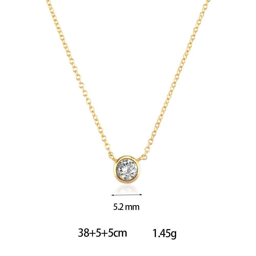 4g Weight 925 Sterling Silver Zircon Cable Chain Plating Inlay Round Necklace