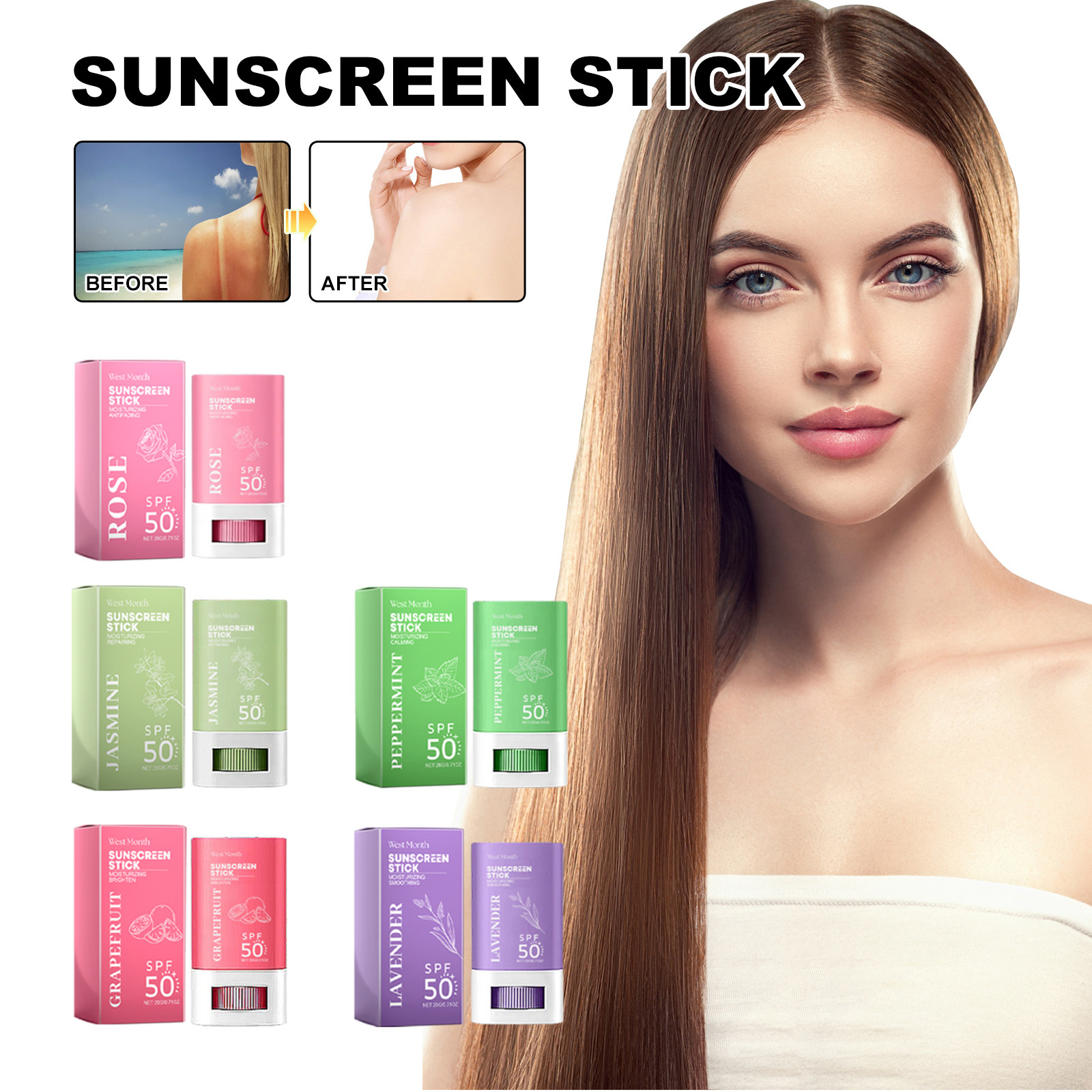 West&Month Uv Protective Cream Moisturizing and Long-Lasting Spf50+ Refreshing and Non-Greasy Outdoor Uv Isolation