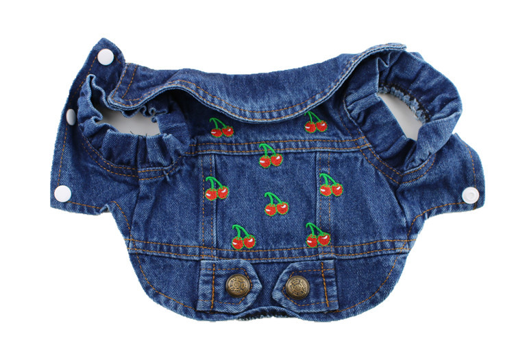 Cute Denim Cherry Pet Clothing display picture 3