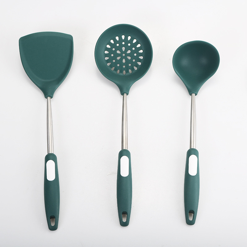 Nylon 304 tubo de acero inoxidable antiadherente conjunto de utensilios de cocina para casa de tres piezas