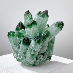 Natural yellow, green, white, and purple crystal cluster ornament, crystal raw material demagnetization ornamental crystal cluster desktop craft ornament wholesale