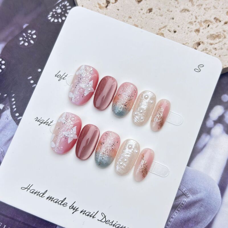 [Wedding in Dreams] Hand-Wearing Armor White Nude Color Pure Desire Wind Fairy Flap Butterfly Flap Manicure Finished Patch