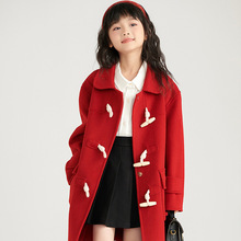 女童男童双面羊绒大衣24秋冬儿童韩版毛呢外套100羊毛加厚中长款