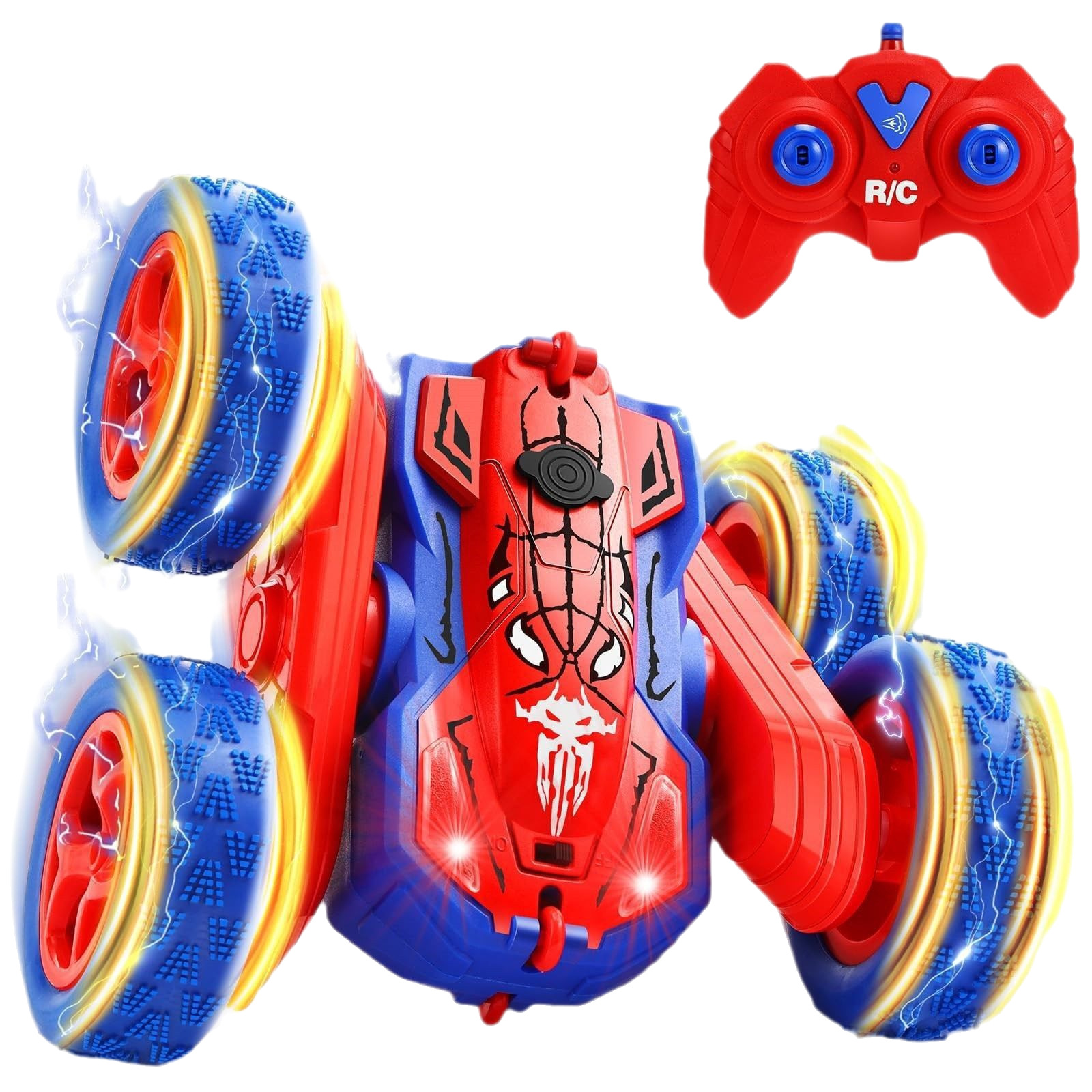 Auto de control remoto transfronterizo 2025 spray de doble brazo carro de juguete oscilante araña europea y americana doble cara a la deriva de luces de truco