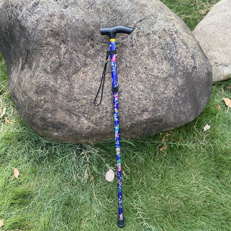 Al aire libre de aleación de aluminio, bastones de montaña plegables telescópicos, bastones de cinco nudos, muletas de senderismo, muletas portátiles para ancianos
